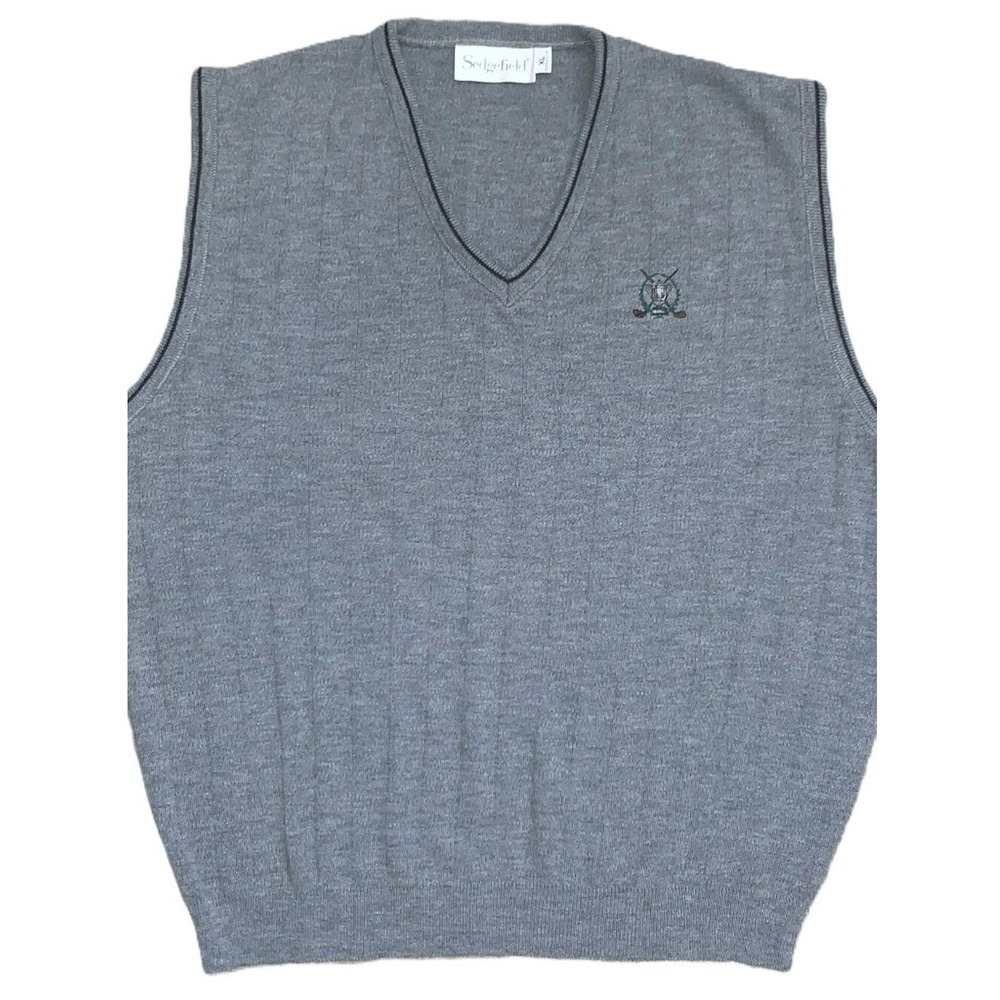 Men's Sedgefield USA Golf V-Neck Sweater Vest Gray XL Vintage